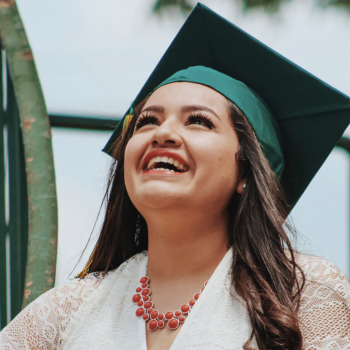 Female high school graduate at her graduation