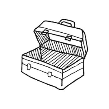 illustration of an open metal toolbox