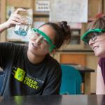 students observing science project