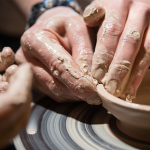 students making clay art