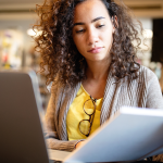 female student studying