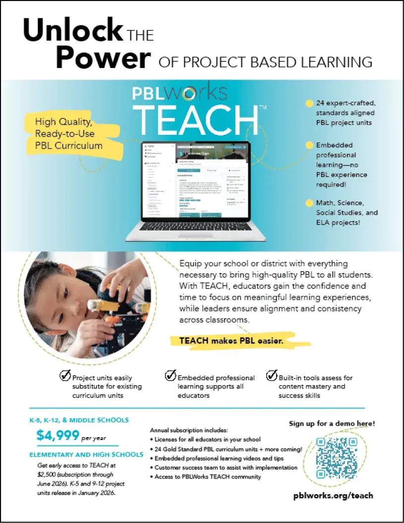PBLWorks TEACH flier for download